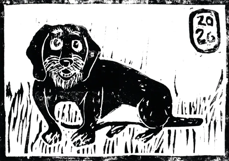 Hund - Linolschnitt