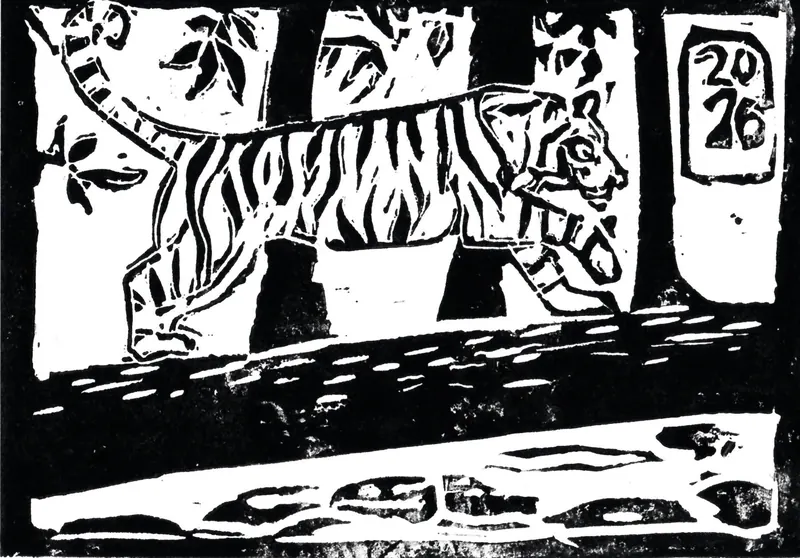 Tiger - Linolschnitt