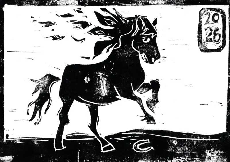 Pferd - Linolschnitt